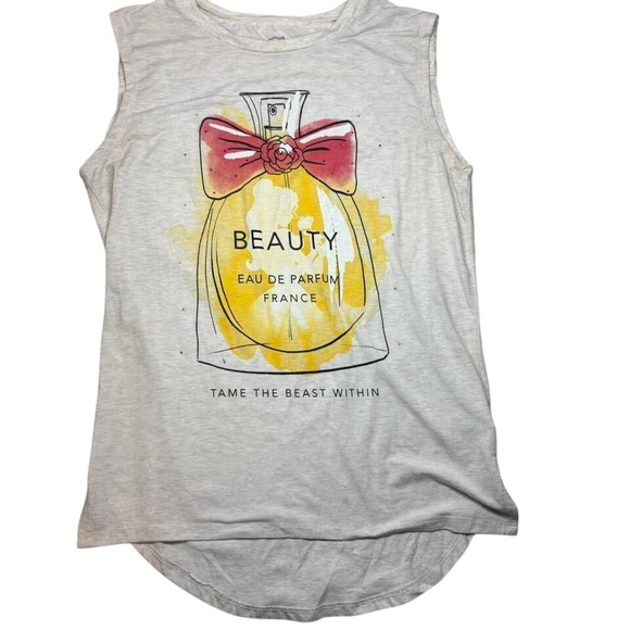 Disney Boutique Tops - Disney Boutique Beauty Beast Perfume Bottle Graphic Tank Top Womens Medium Lace